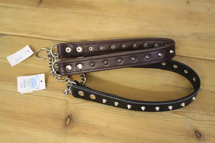 NahkaNasta Halvstryp läderhalsband med nitar, 65cm - Hundhalsband och selar - 3950000121151 - 1