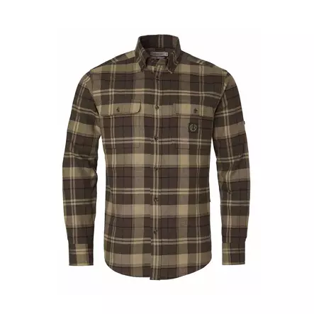 Chevalier Heron Flanell soil brown rutig herrskjorta med krage. - Skjortor och tröjor - 3950001289232 - 1