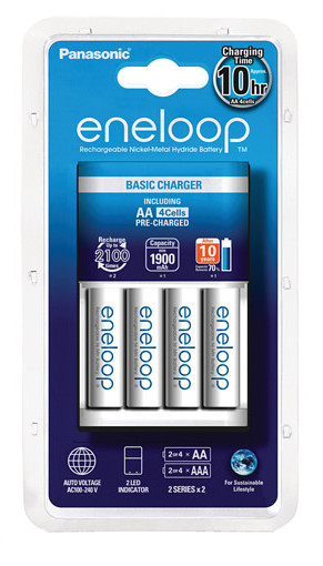 Panasonic Eneloop charger, contains 4 AA batteries - Dog tracker accessories - 5410853056683 - 1