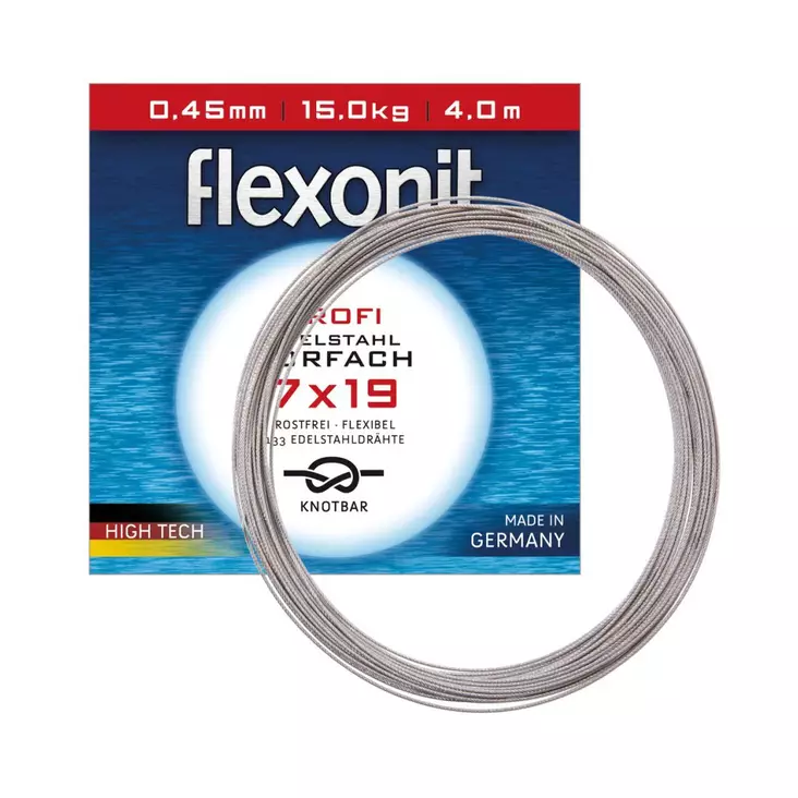 Flexonit 7x19 titan-0,45mm-15,0kg-20m - Tafsar och beteslås - 4050801000453 - 1