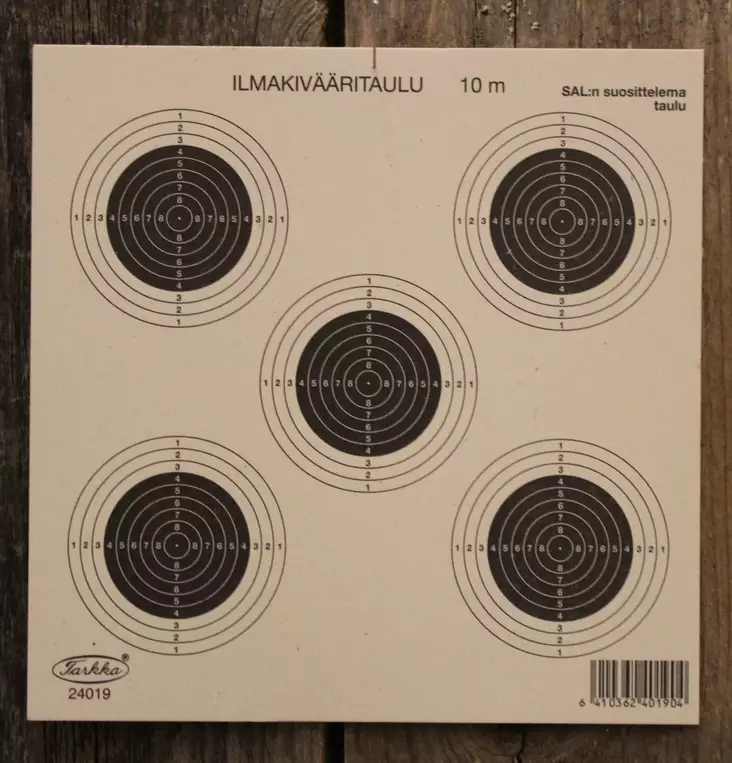 Air rifle target 14x14cm 5-rings 100pcs - Ampumatuet ja taulut - 6410362401904 - 1