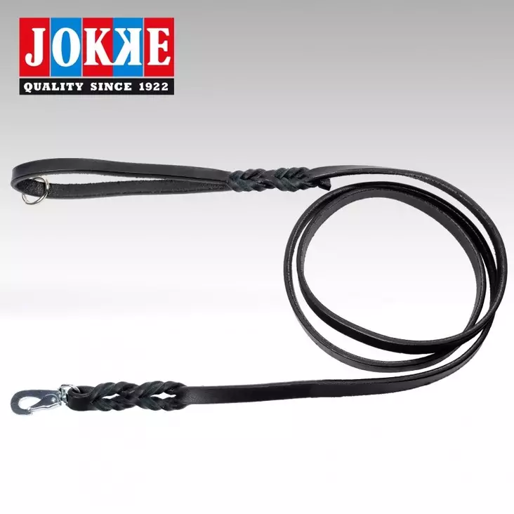 Jokke Viking Leather leash Black 180cm - Dog leashes - 3950001253028 - 2