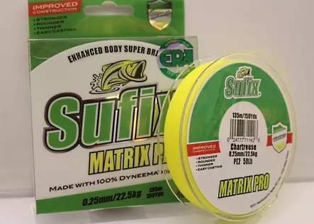 Sufix Matrix Pro Chartreuse braided line Yellow 135m - Braided Fishing Line - 3950001244309 - 1