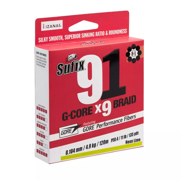Sufix 91 Neon Chartreuse braided line - Braided Fishing Line - 024777735569 - 1
